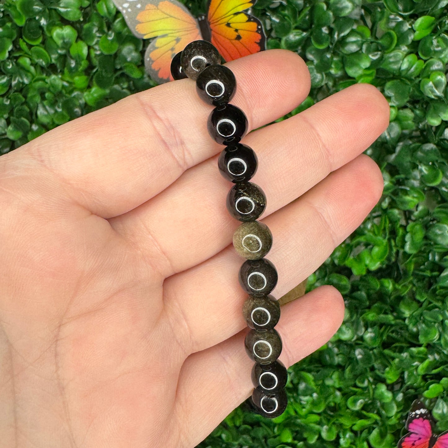 8mm Golden Sheen Obsidian Bracelet