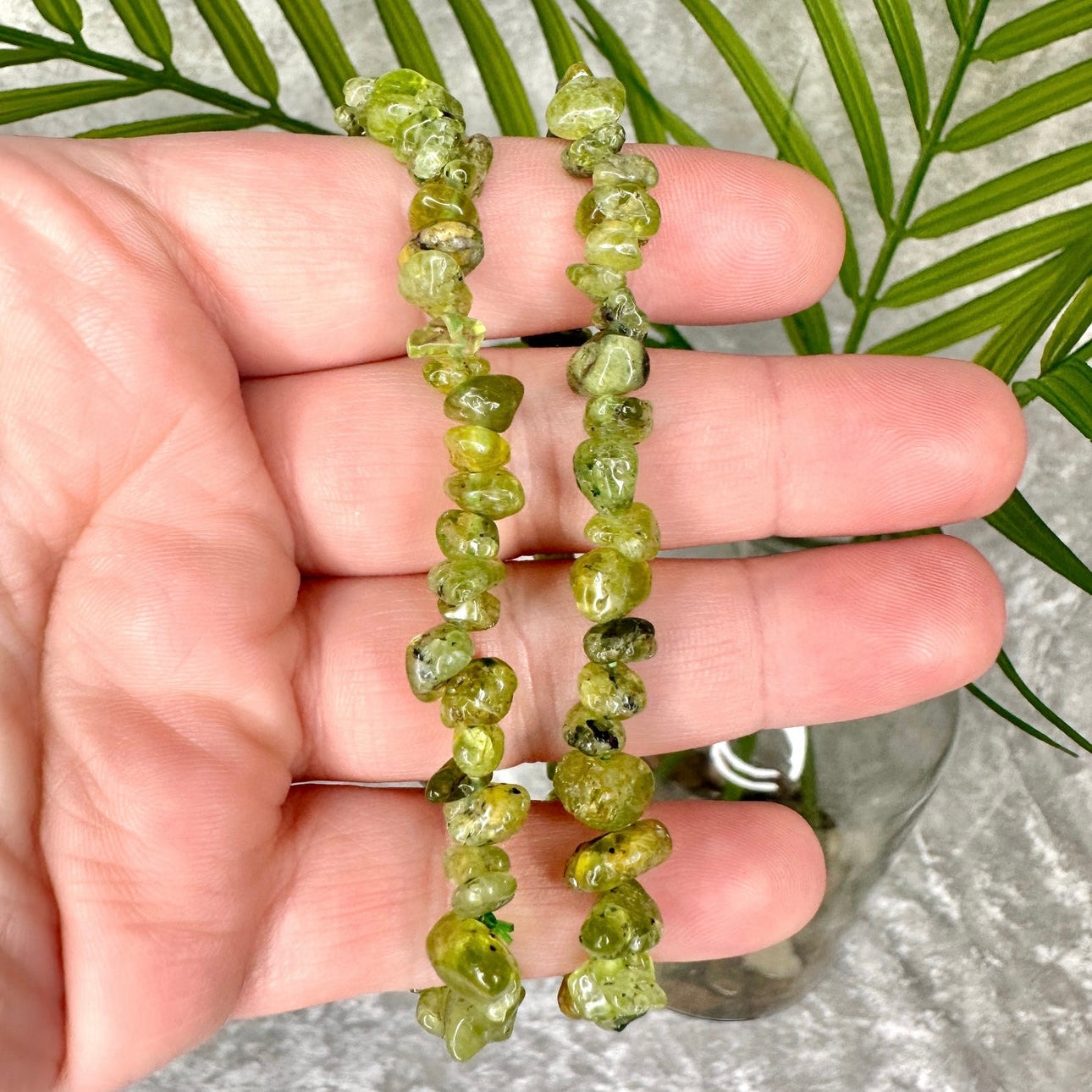 Peridot chip bracelets