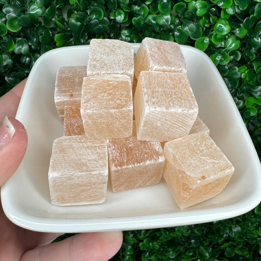 Peach Selenite Cubes