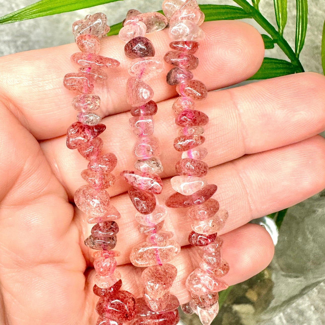 Strawberry Quartz Chip Bracelet