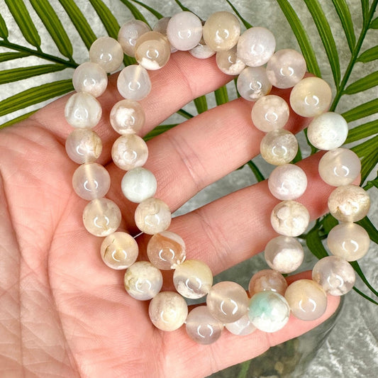 8mm Flower Agate Bracelet