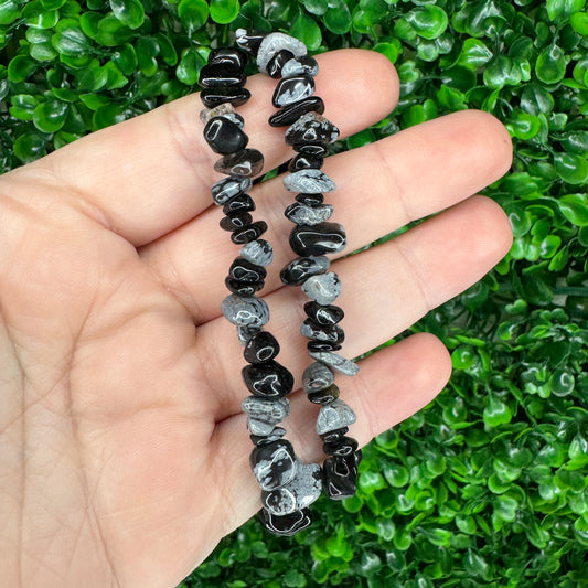 Snowflake Obsidian Chip Bracelet