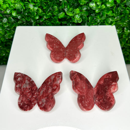 Thulite 3D Butterfly Carvings