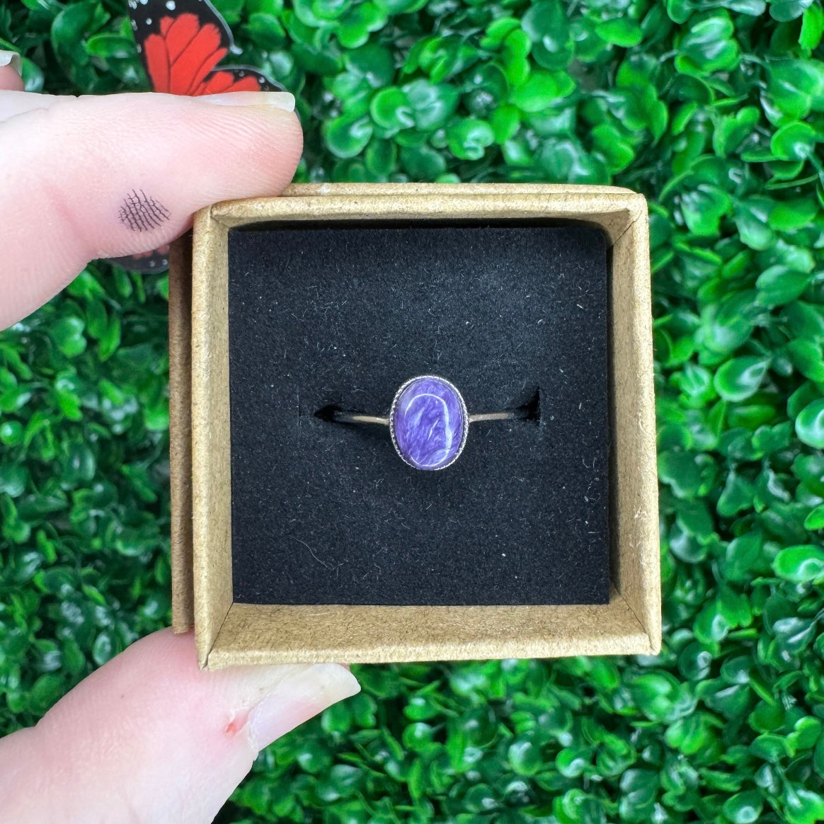 Adjustable Charoite Ring