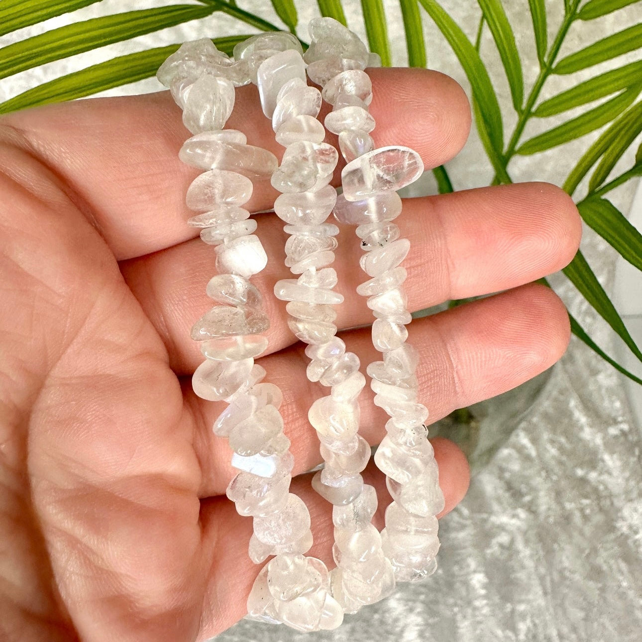 White Moonstone Chip Bracelet