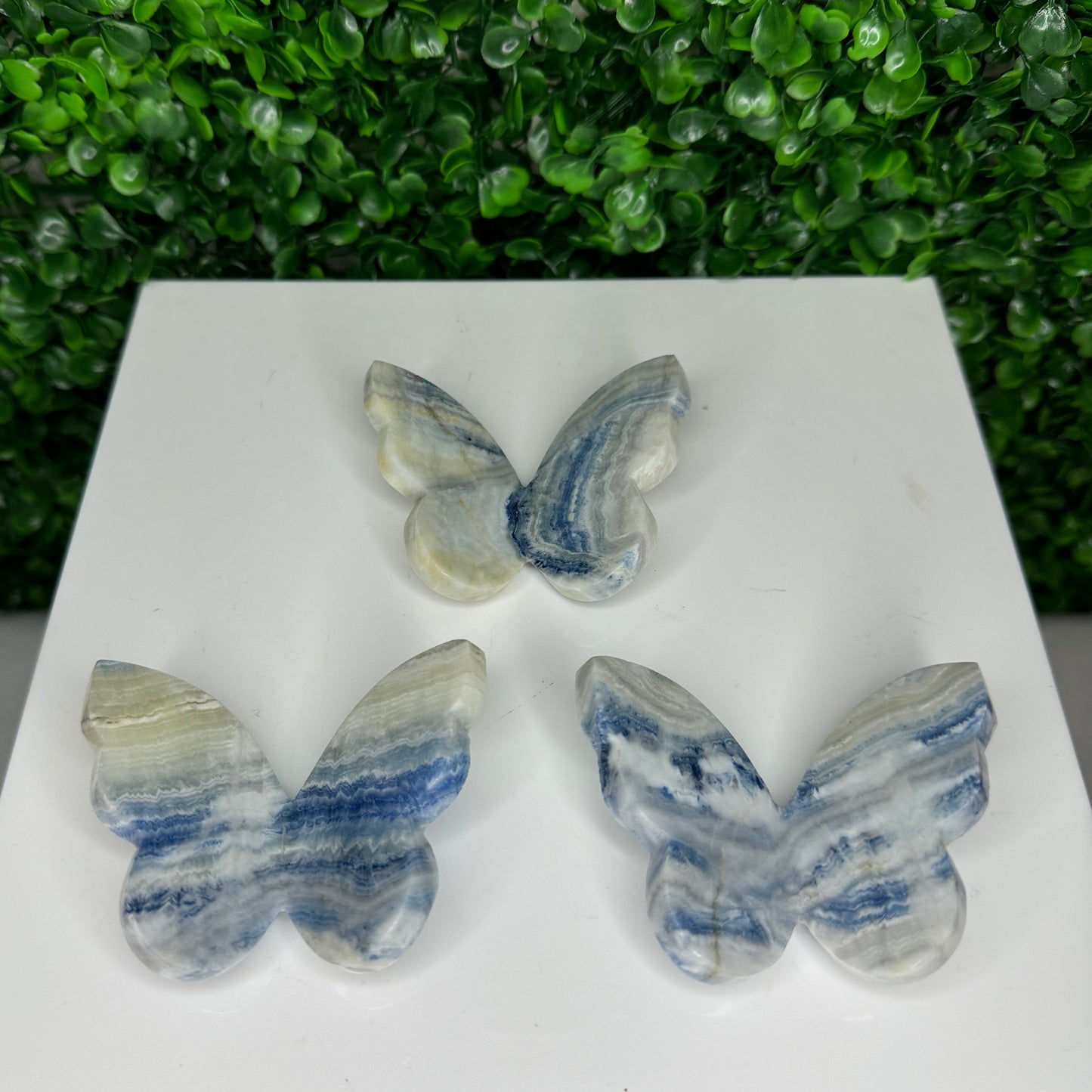 Blue Scheelite 3D Butterfly Carving