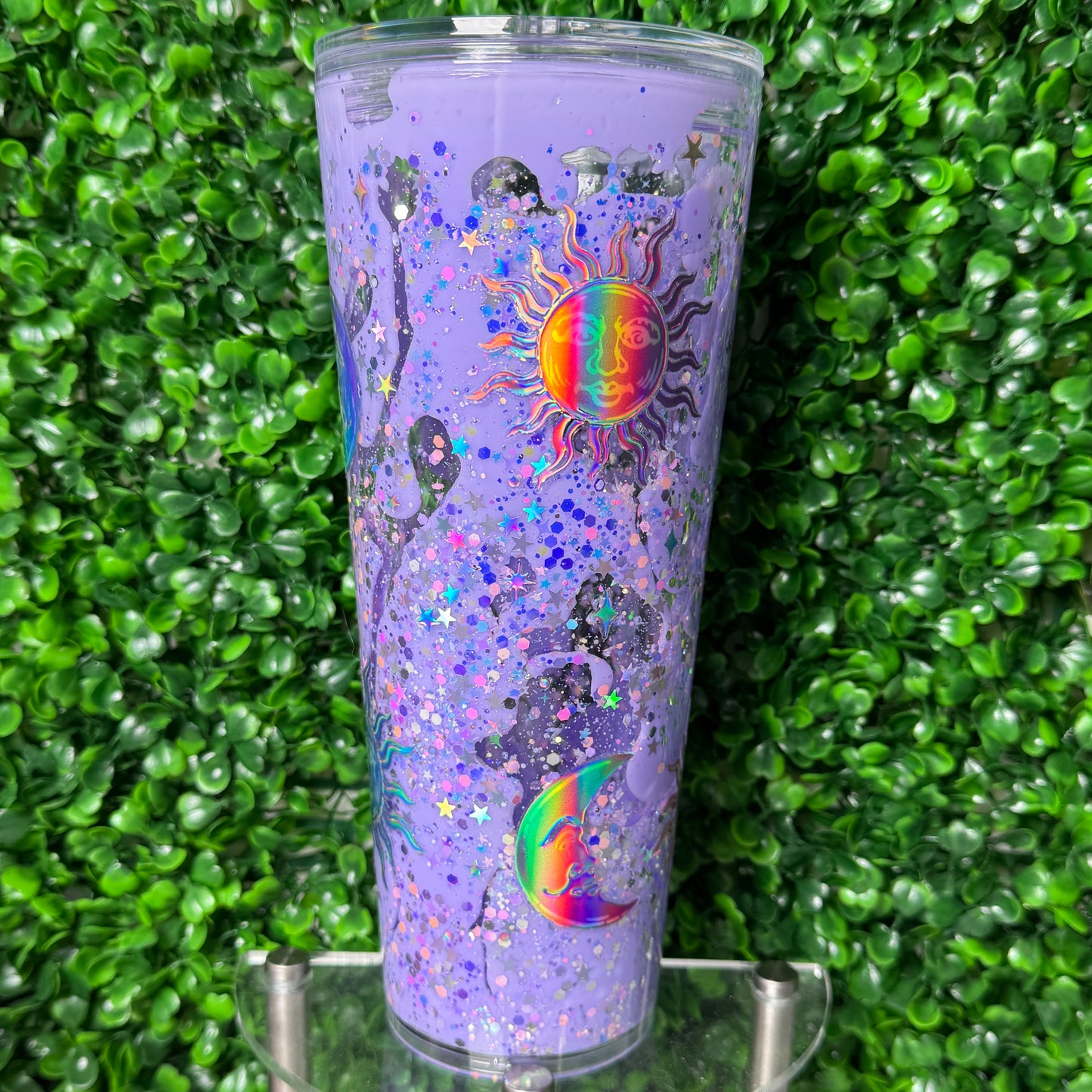 24 Sun and Moon UVDTF Acrylic Purple Lava Drip Snowglobe Cup