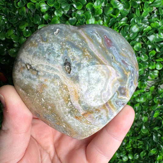 Sea Jasper Puffy Heart Carving 32B
