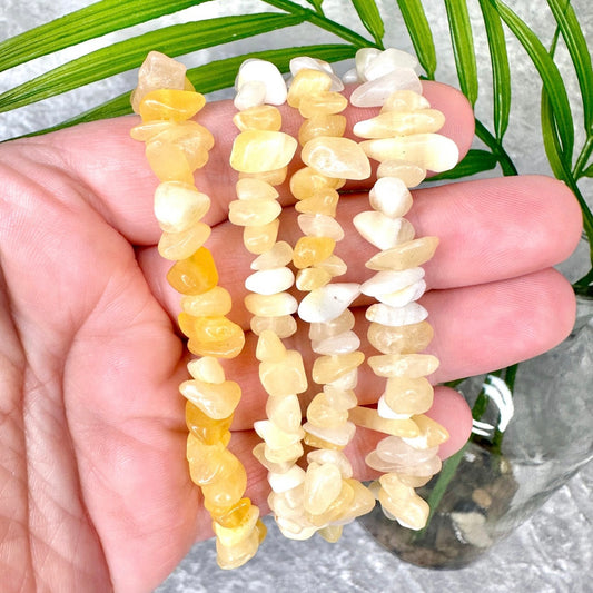 Yellow calcite chip bracelet