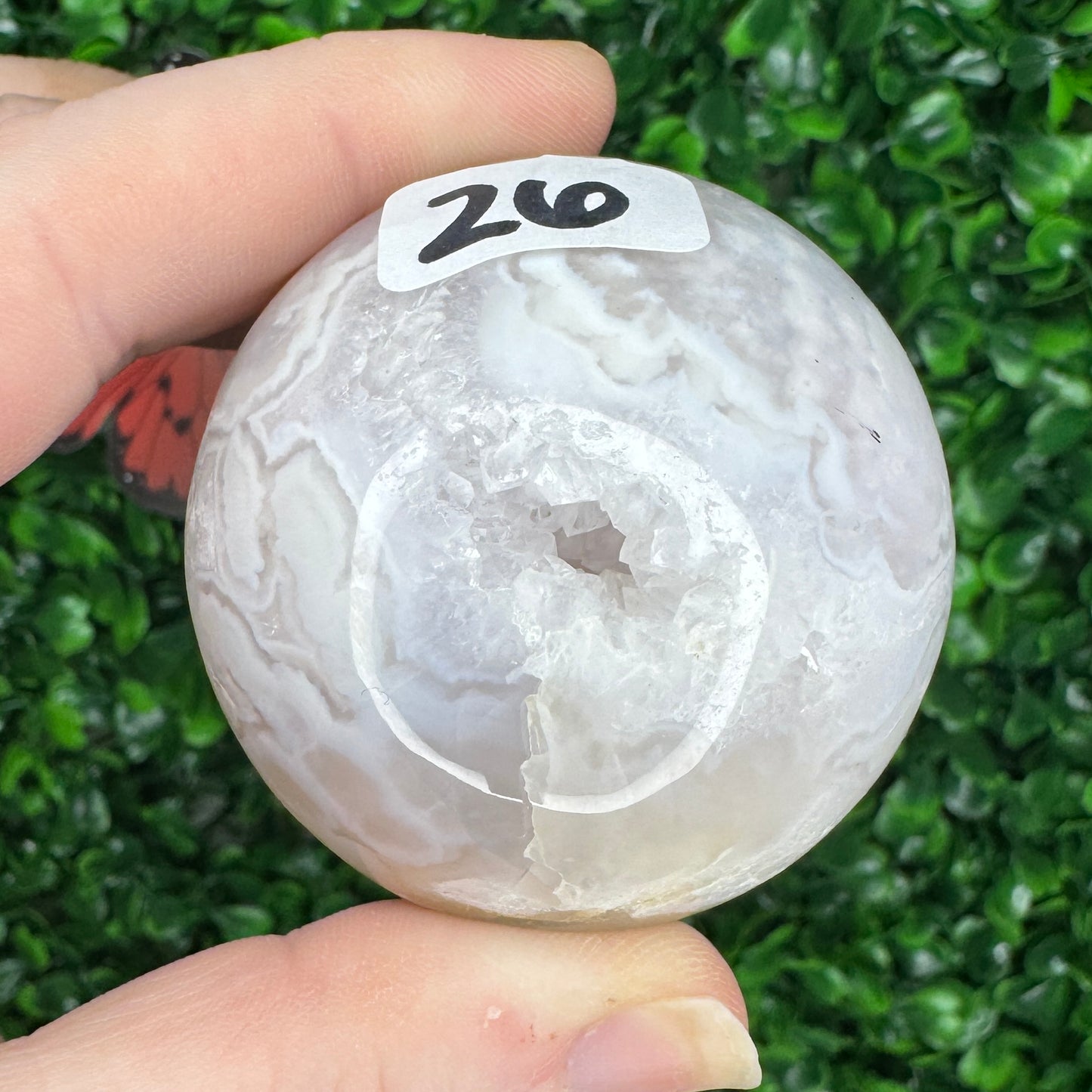 White Plume Agate Sphere 26