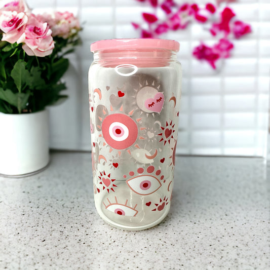 16oz Light Pink Evil Eye uvdtf cup