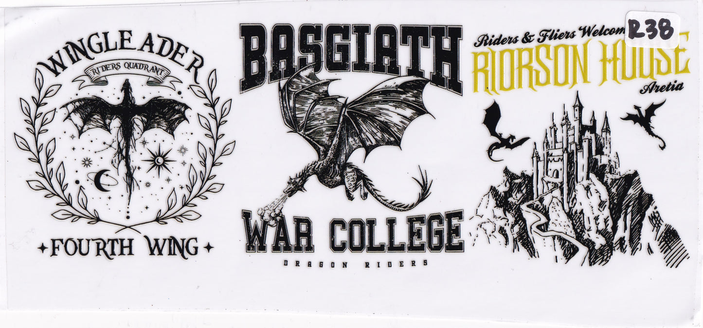R38 Basgiath Dragons Books UVDTF Wrap