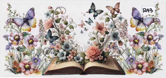 R43 Butterflies Flowers Books UVDTF Wrap