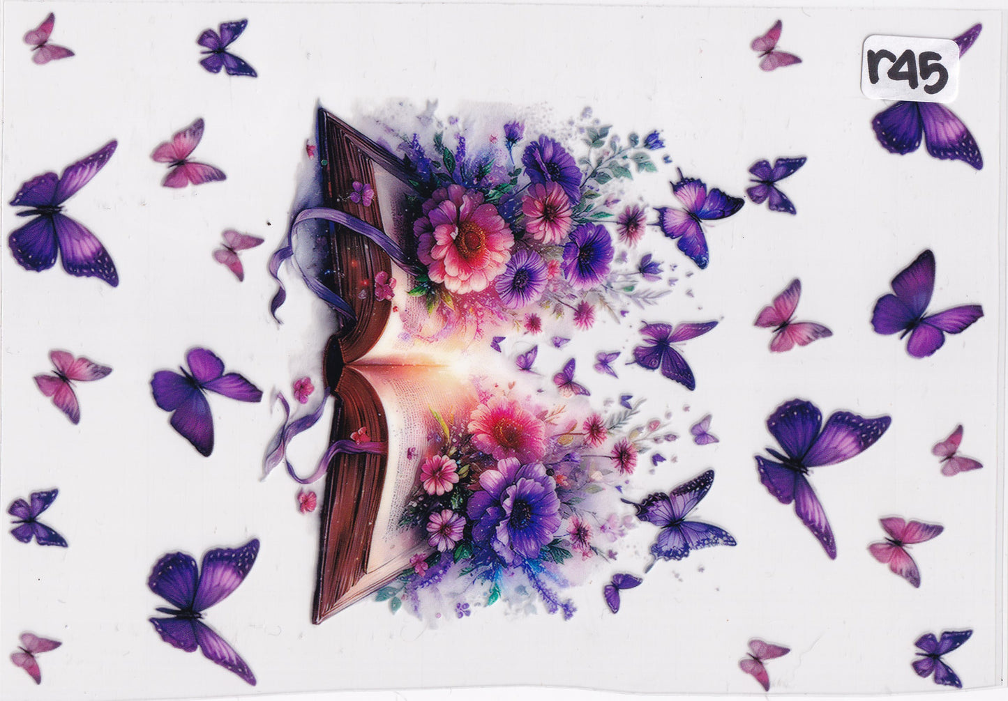 R45 Butterflies Flowers Books UVDTF Wrap