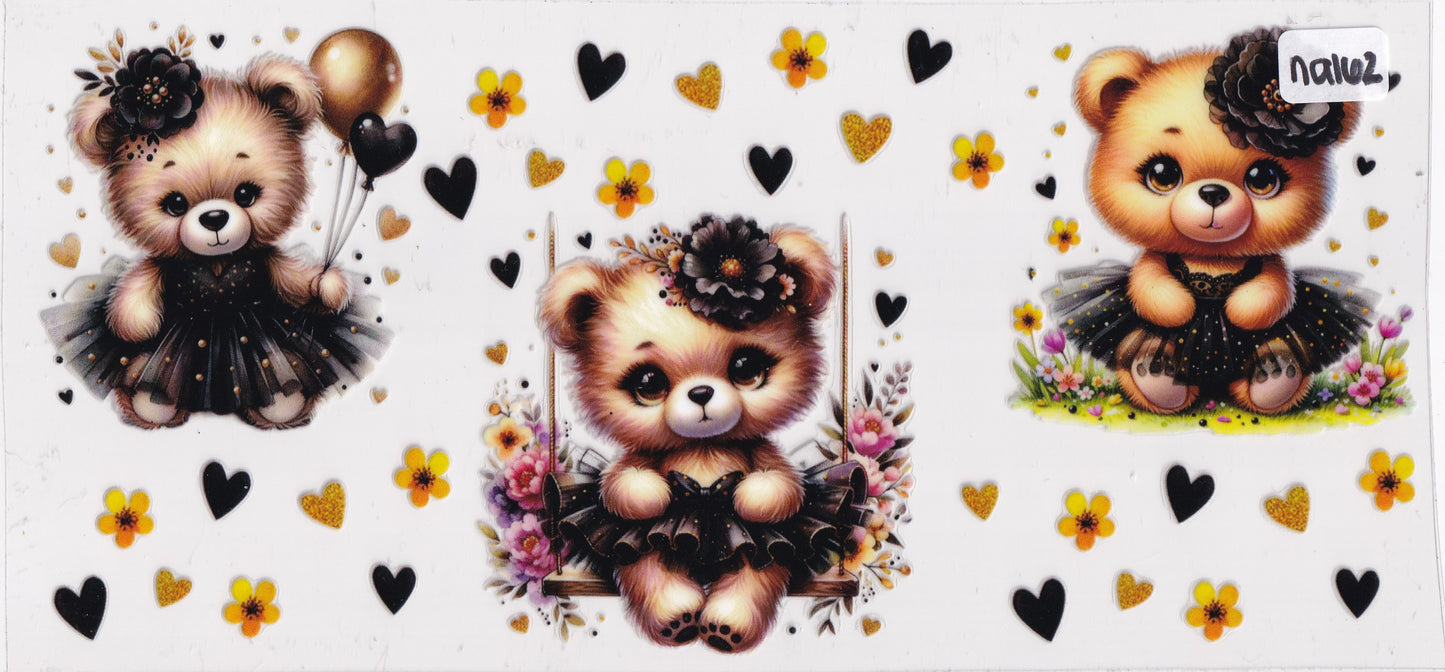 NA162 Teddy Bears Hearts UVDTF Wrap