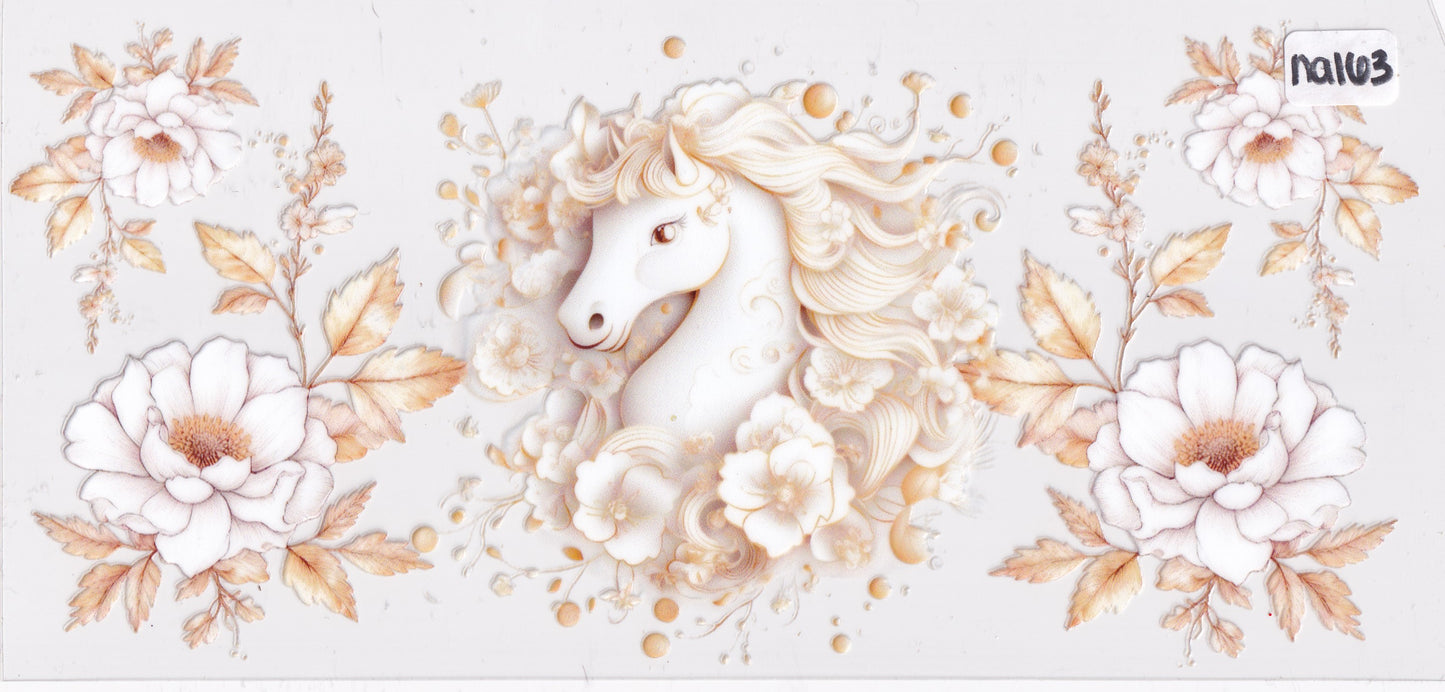 NA163 Horse Flowers UVDTF Wrap