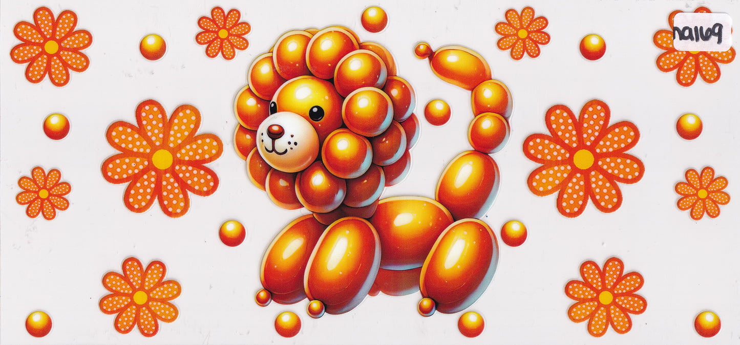 NA169 Lion Balloon Flowers UVDTF Wrap