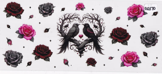 NA170 Birds Flowers Roses UVDTF Wrap