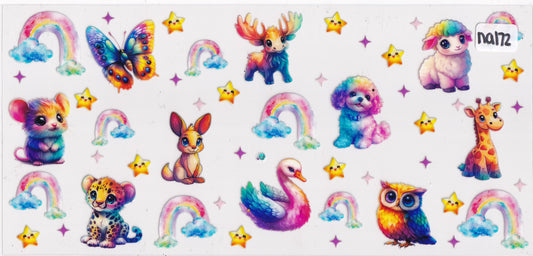 NA172 Cute Animals Rainbow UVDTF Wrap