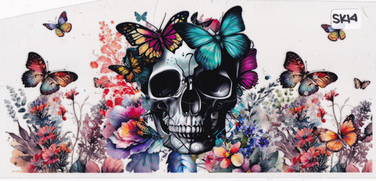 SK14 Skull Butterflies Flowers UVDTF Wrap