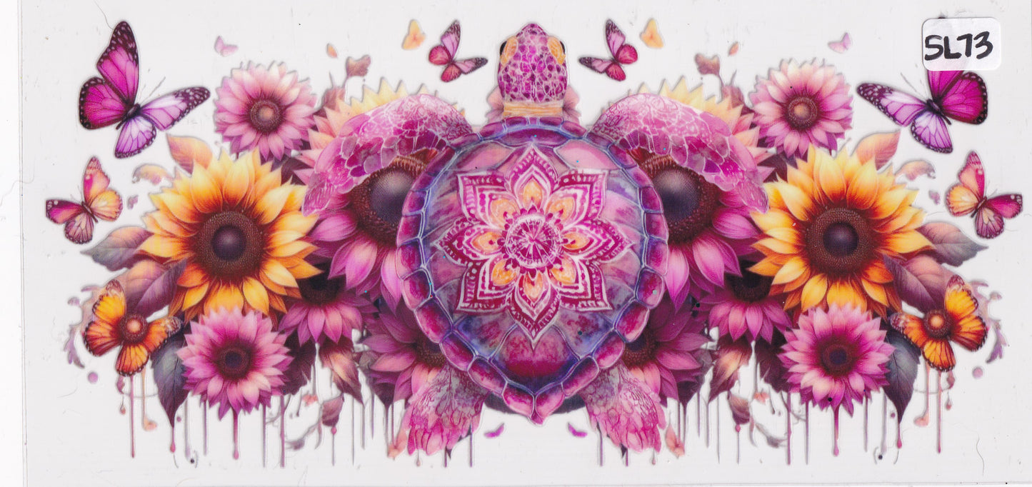 SL73 Turtle Mandala Flower Butterfly UVDTF Wrap
