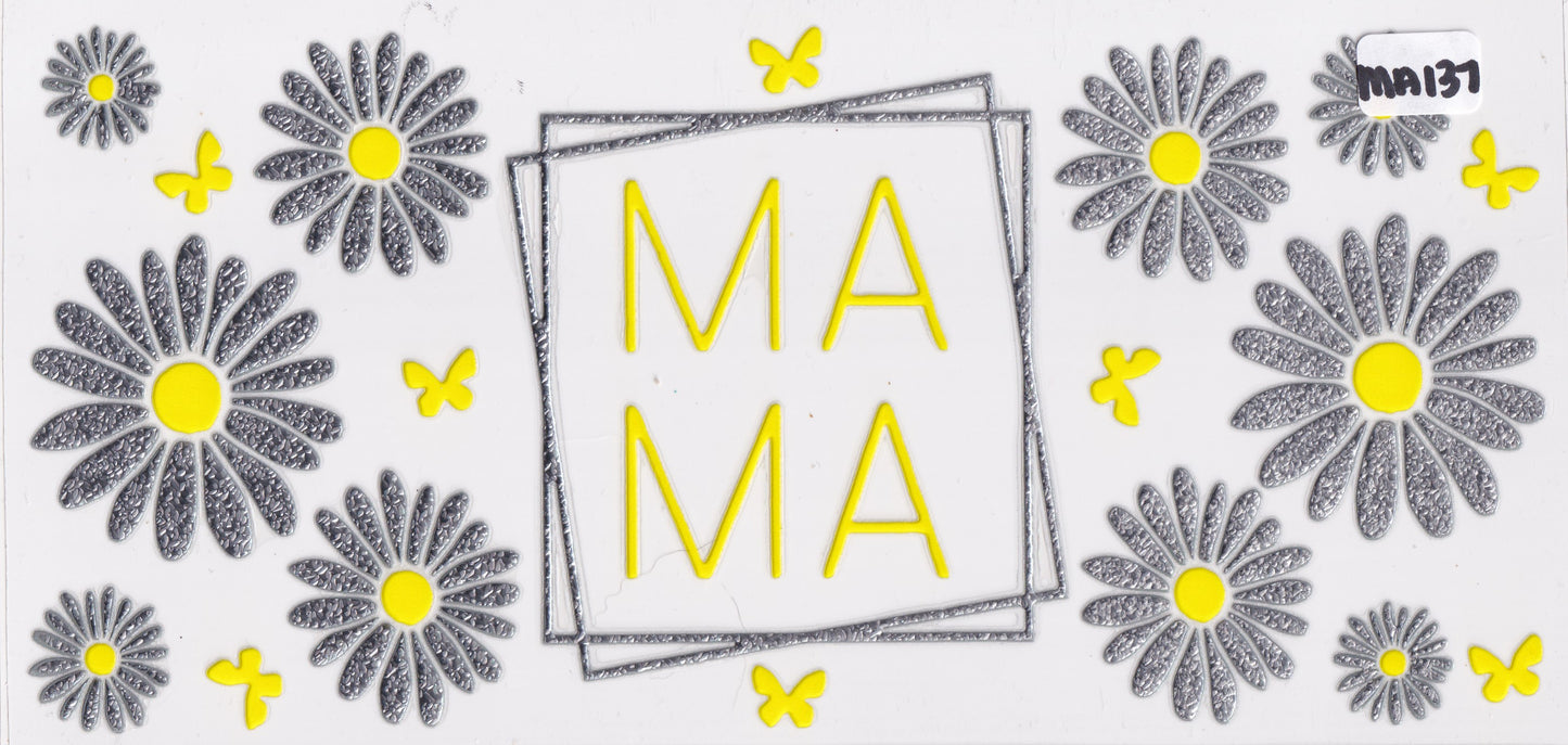 MA137 Mama Mom Flowers UVDTF Wrap