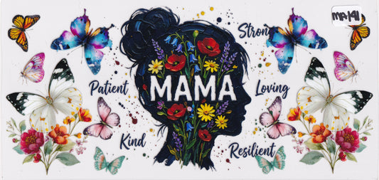 MA141 Mama Mom Flowers Butterflies UVDTF Wrap