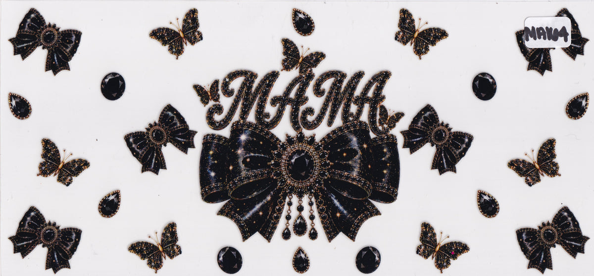 MA164 Mama Mom Ribbons Butterflies UVDTF Wrap
