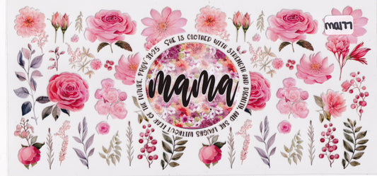 MA177 Mama Mom Flowers UVDTF Wrap