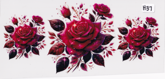 H37 Rose Flower UVDTF Wrap