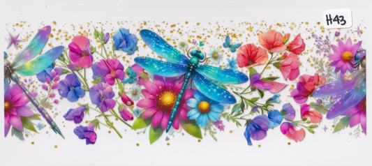 H43 Dragonfly Flowers UVDTF Wrap