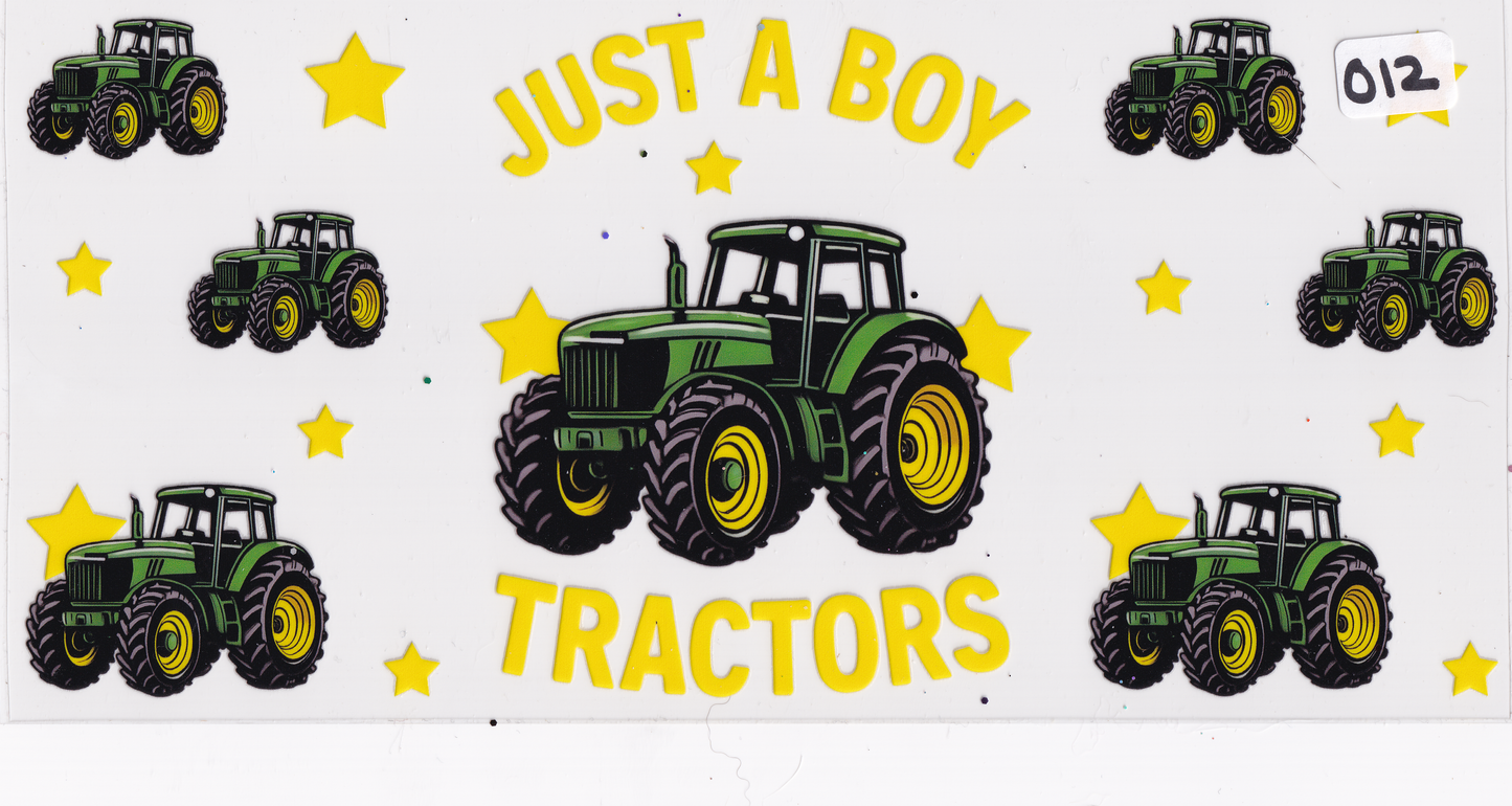 O12 Boy and His Tractors UVDTF Wrap