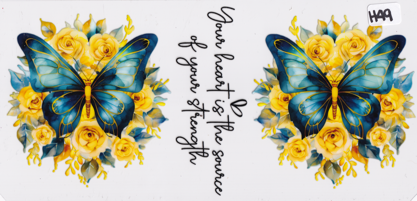 H49 Butterfly Flowers UVDTF Wrap