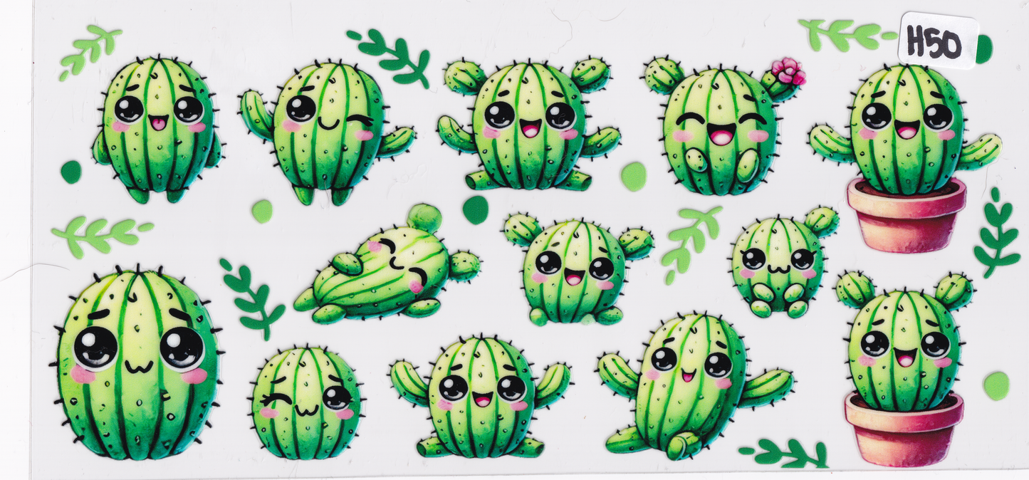 H50 Cactus Plant Cute UVDTF Wrap