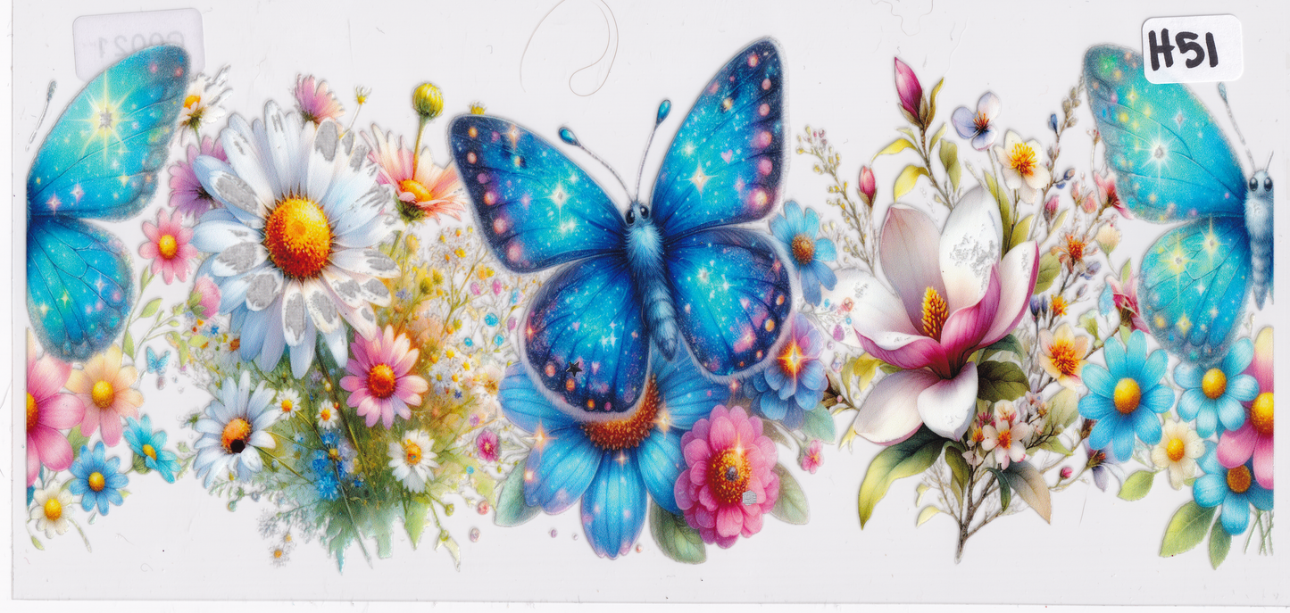H51 Butterfly Flowers UVDTF Wrap