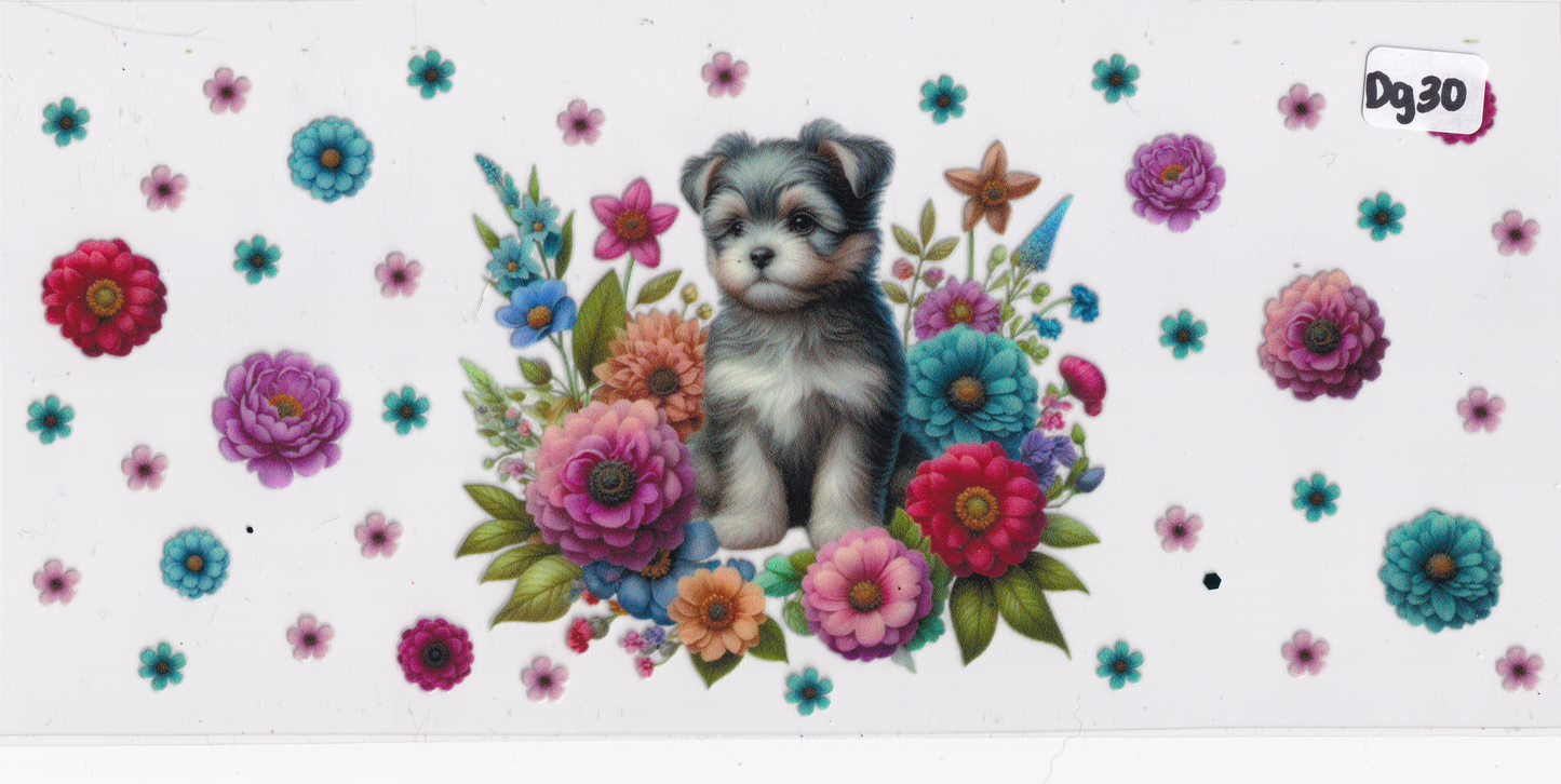 DG30 Dog Flowers UVDTF Wrap