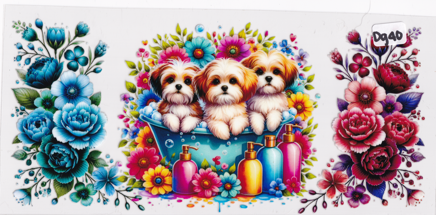 DG40 Flowers Dogs UVDTF Wrap