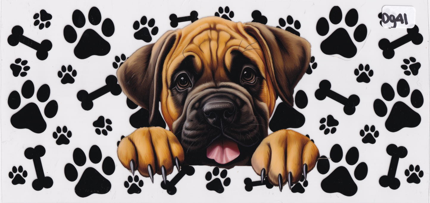 DG41 Dog Paw Prints Bones UVDTF Wrap