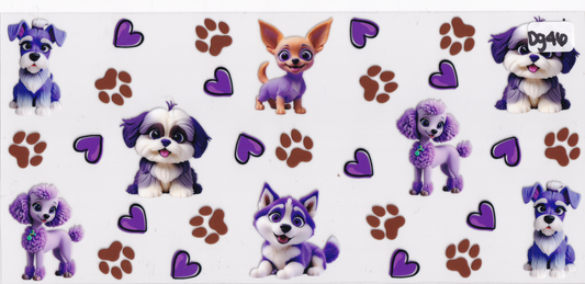 DG46 Dogs Hearts Paw Prints UVDTF Wrap