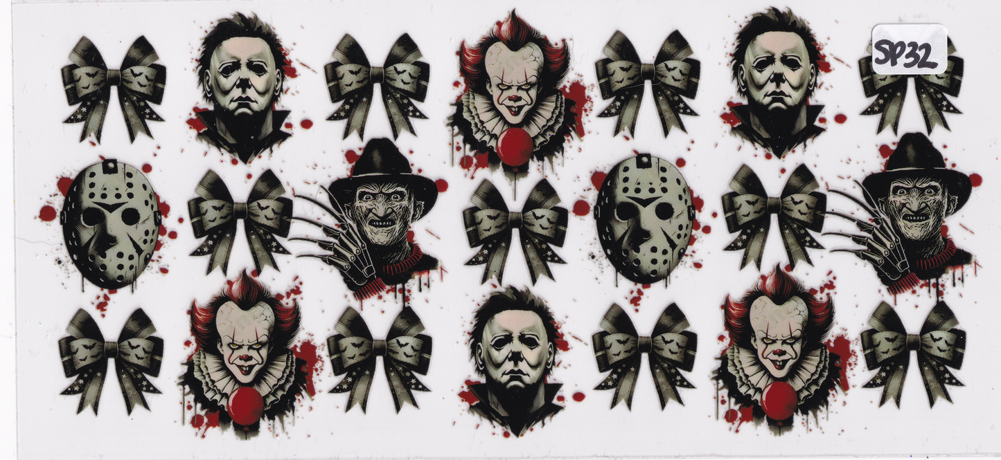 SP32 Scary Movie Halloween Characters UVDTF Wrap