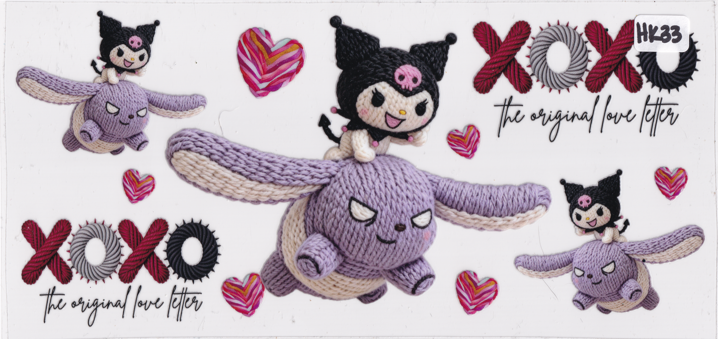 HK33 XOXO Kids Character UVDTF Wrap
