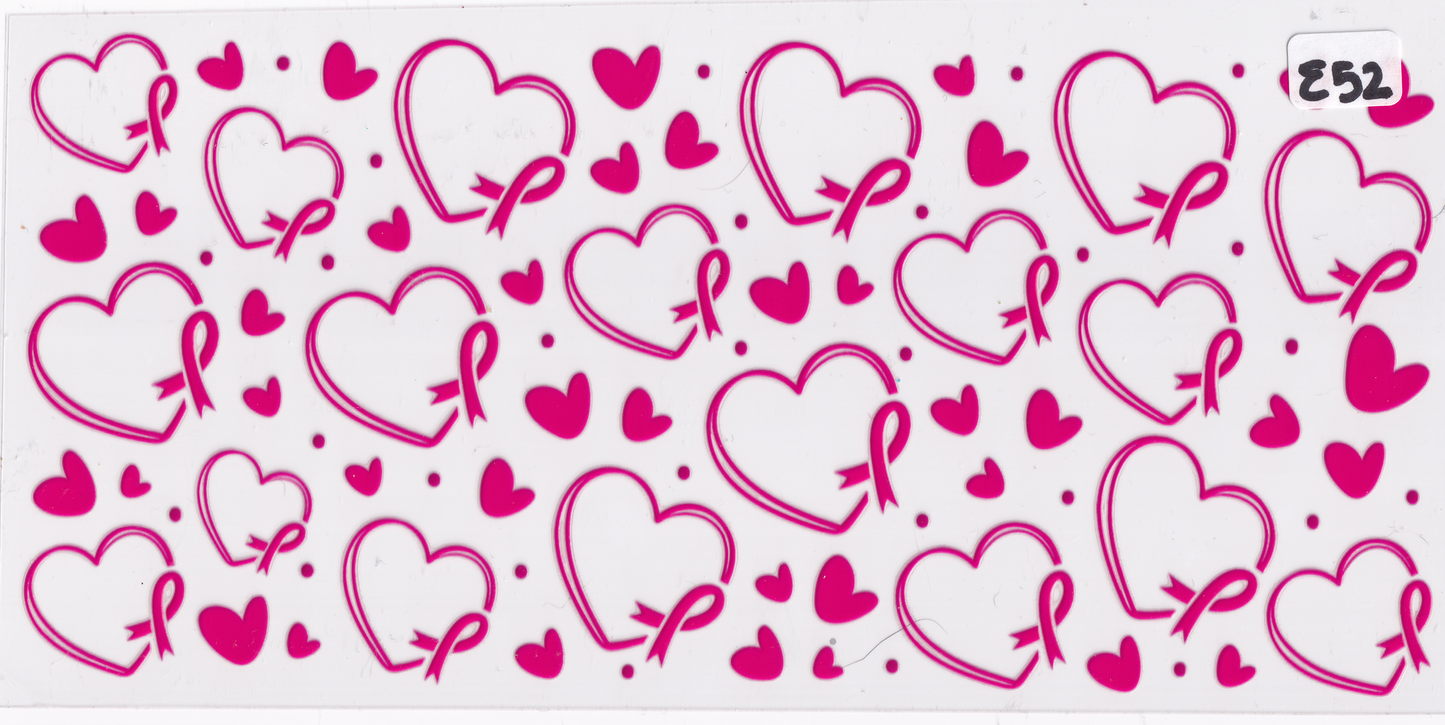 E51 Awareness Pink Hearts UVDTF Wrap
