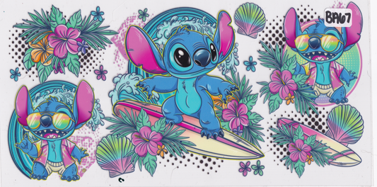 BA67 Kids Blue Character Surfing UVDTF Wrap
