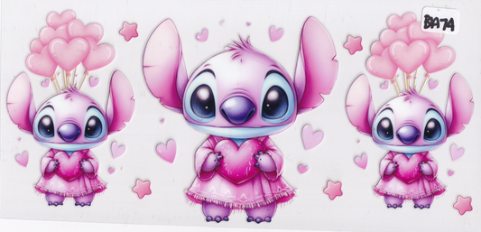 BA74 Kids Character Pink Hearts UVDTF Wrap