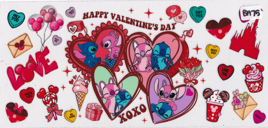 BA75 Kids Blue Character Valentines Love UVDTF Wrap