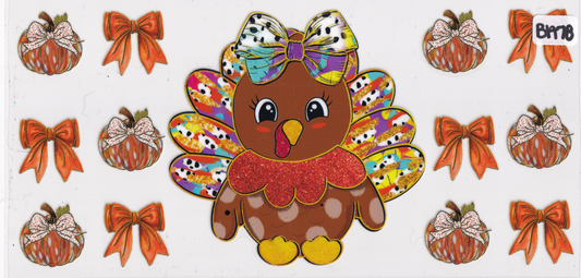 BA78 Thanksgiving Turkey Ribbons UVDTF Wrap