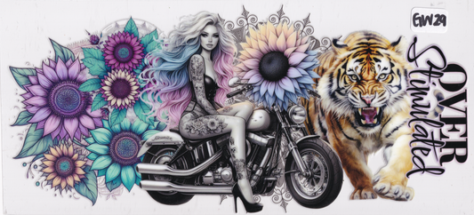 GW29 Girl Flowers Tattoos Motorcycle Tiger UVDTF Wrap