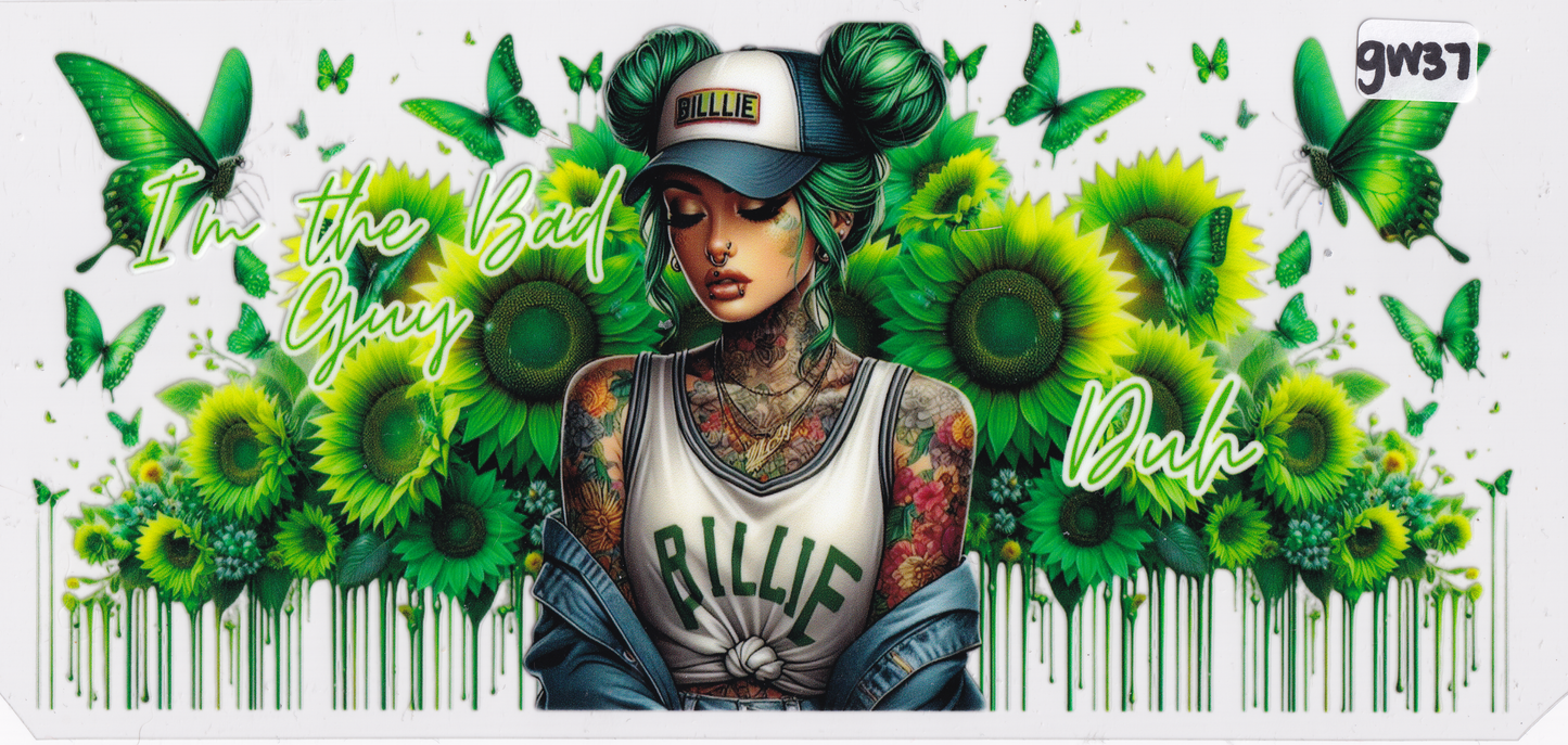 GW37 Girl Flowers Tattoos Butterflies UVDTF Wrap