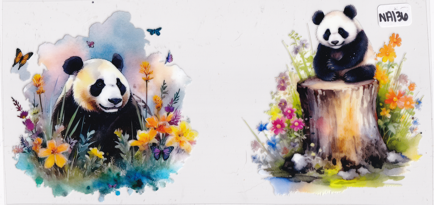 NA136 Panda Flowers UVDTF Wrap