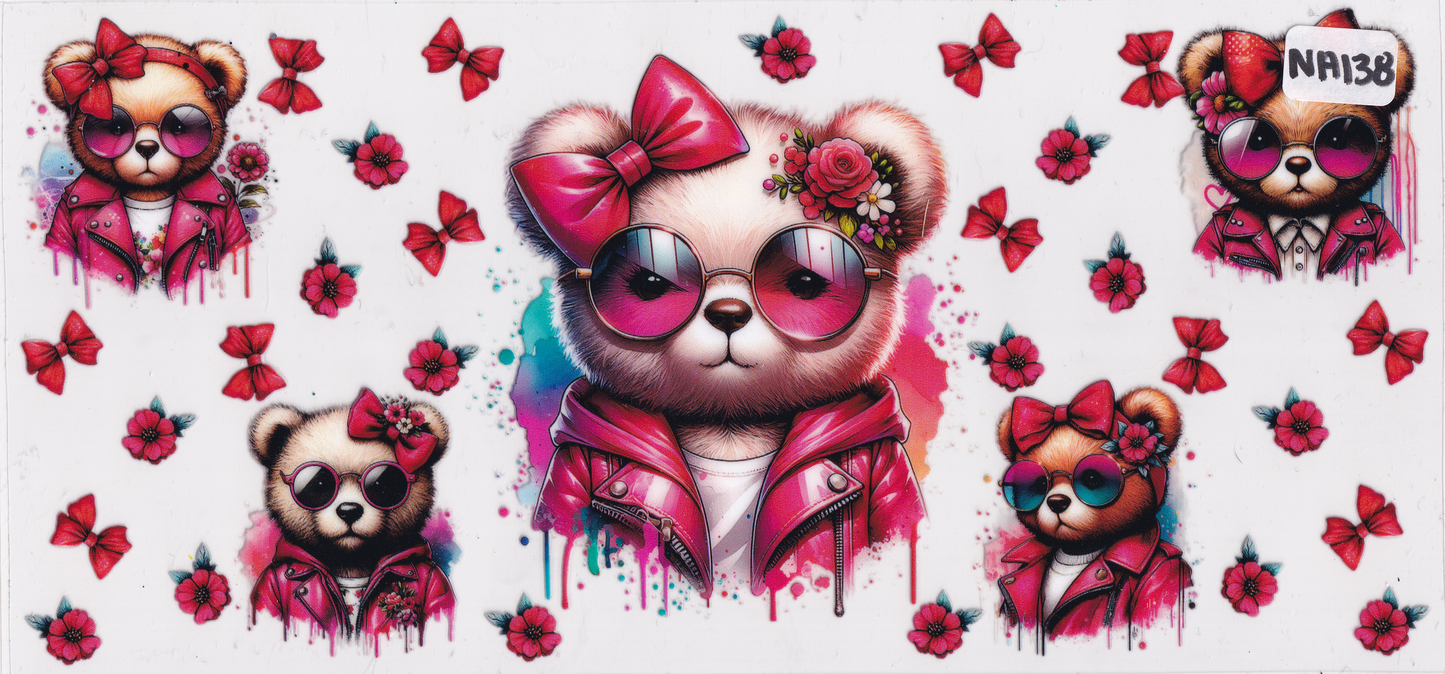 NA138 Flower Bows Bear UVDTF Wrap